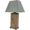 Sunnydaze Contemporary Natural Slate And Fabric Cream Shade Weather-resistant Outdoor Table Lamp