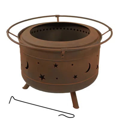 Sunnydaze Cosmic Outdoor Wood-burning Steel Smokeless Fire Pit For The Backyard - Bronze - 30"