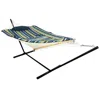 Sunnydaze Cotton Rope Freestanding Hammock With Spreader Bar With Portable Steel Stand And Pad And Pillow Set 
