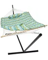 Sunnydaze Cotton Rope Hammock With 12' Steel Stand In Green
