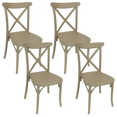 Sunnydaze Crossback Design Plastic All-weather Commercial-grade Bellemead Indoor/outdoor Patio Dining Chair, T