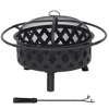 Sunnydaze Crossweave Heavy-duty Steel Outdoor Fire Pit With Spark Screen, Poker, Grill, And Cover - 30-inch Ro