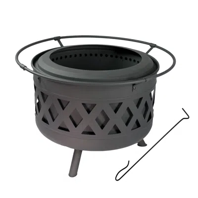 Sunnydaze Crossweave Outdoor Wood-burning Steel Smokeless Fire Pit For The Backyard - Black - 30"