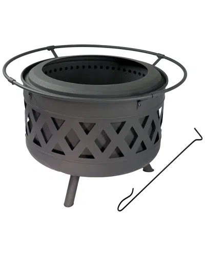 Sunnydaze Crossweave Outdoor Wood-burning Steel Smokeless Fire Pit In Black