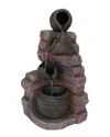 Sunnydaze Outdoor Polyresin Crumbling Bricks And Pots Solar Cascading Water Fountain With Led Lights And Batte In Multi