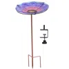 SUNNYDAZE DECK-MOUNTED/STAKED GLASS BIRD BATH - 10.5" DIAMETER - PURPLE