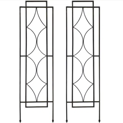 Sunnydaze Decorative Steel Metal Chic Diamonds Design Garden Trellis - 48.25" H - Black - 2-pack