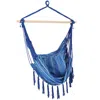 Sunnydaze Double Cushion Hanging Rope Hammock Chair Swing - 265 Lb Weight Capacity - Cornflower Stripes