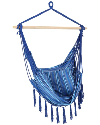 Sunnydaze Double Cushion Hanging Rope Hammock Chair Swing In Blue