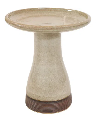 Sunnydaze Duo-tone Outdoor Glazed Ceramic Bird Bath In Neutral