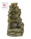 Sunnydaze Electric Outdoor Stone Falls Garden Patio Water Fountain Feature Decor With $40 Credit In Brown