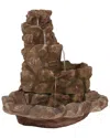 Sunnydaze Electric Stone Springs Patio Yard Garden Water Fountain Feature In Brown