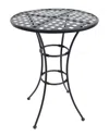 Sunnydaze Elegant Round Black Wrought Iron Bar Table In Black