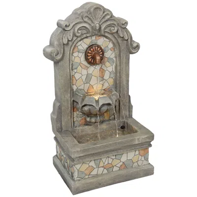 Sunnydaze Enchanting Estate Polyresin Flat Back Floor Outdoor Wall Fountain For The Patio, Deck, Or Yard - 27" In Gray
