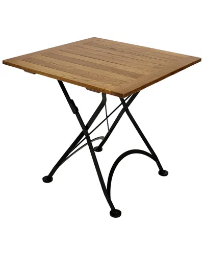Sunnydaze European Chestnut Wood Folding Square Bistro Table In Brown