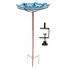 Sunnydaze Exquisite Feathers Deck-mounted/staked Glass Bird Bath - 11" Diameter - Turquoise