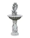 Sunnydaze Outdoor Polyresin Fairy Flower Solar Powered Water Fountain Feature With Battery Backup - 42" In White