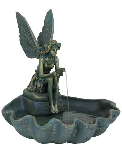 SUNNYDAZE SUNNYDAZE FAIRY SHELL OUTDOOR WATER FOUNTAIN GARDEN & BACKYARD FEATURE