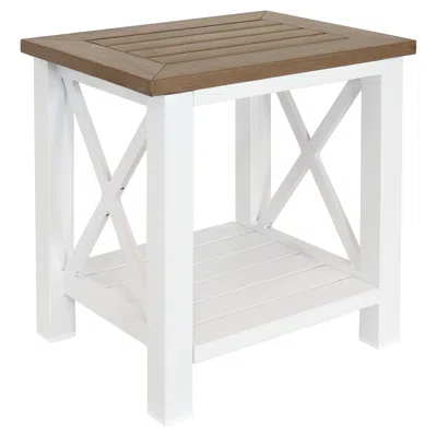 Sunnydaze Farmhouse Multi-purpose Rustic Side Table With Shelf - Brown/white