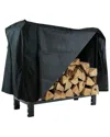 Sunnydaze Firewood Steel Log Rack Storage Holder With Black Pvc Cover In Black