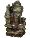 Sunnydaze Flat Rock Summit Outdoor Waterfall Water Fountain Garden Feature In Brown