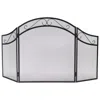 Sunnydaze Folding 3-panel Steel Fireplace Screen With Elegant Scroll Design - Black In Black