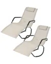 Sunnydaze Folding Roc Chaise Lounger With Headrest Pillow In Off-white