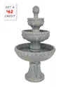 Sunnydaze Four Tier Lion Head Outdoor Water Fountain With $62 Credit In White