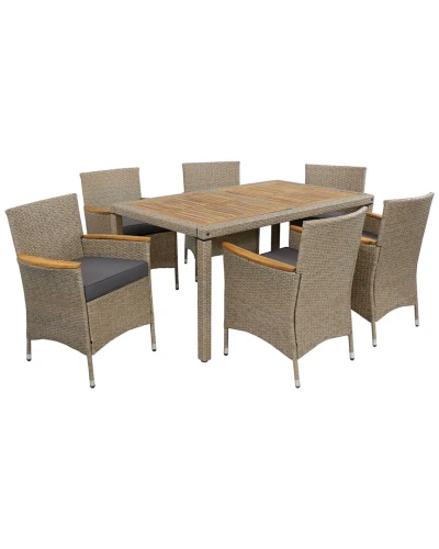 Sunnydaze Foxford 7-piece Outdoor Dining Patio Furniture Set In Black