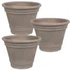 Sunnydaze Franklin Flower Pot Planter, Outdoor/indoor Unbreakable Polyresin - Uv-resistant Finish - Set Of 3 -