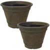 Sunnydaze Franklin Polyresin Outdoor Unbreakable Uv-resistant Flower Pot Planter - 20" Diameter - 2-pack