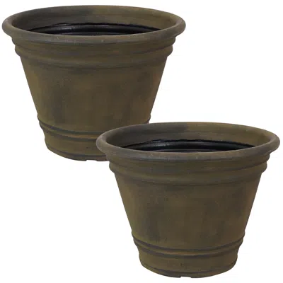 Sunnydaze Franklin Polyresin Outdoor Unbreakable Uv-resistant Flower Pot Planter - 20" Diameter - 2-pack