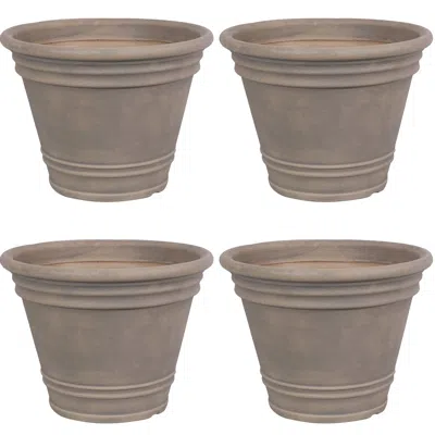 Sunnydaze Franklin Polyresin Outdoor Unbreakable Uv-resistant Flower Pot Planter - 20" Diameter - 4-pack