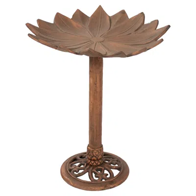 Sunnydaze Garden Lotus Cast Aluminum Metal Bird Bath - Copper Patina - 16.5"