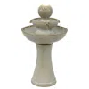 Sunnydaze Gentle Glow 2-tier Ceramic Outdoor Fountain With Led Lights - 26.5" H - Off-white