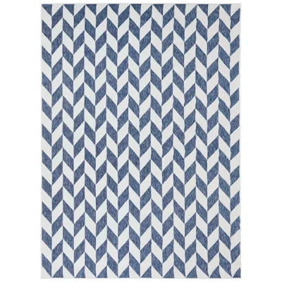 Sunnydaze Geometric Affinity Indoor And Outdoor Patio Area Rug In Steel Blue - 8 Ft. X 10 Ft.