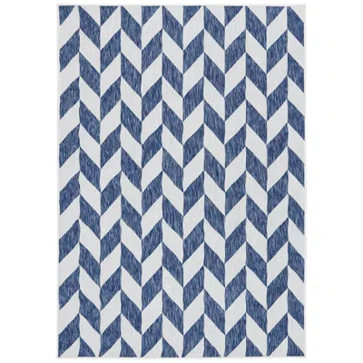Sunnydaze Geometric Affinity Outdoor Patio Area Rug In Steel Blue - 5 Ft. X 7 Ft.