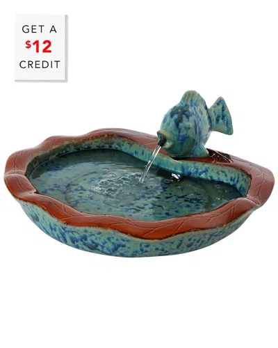 SUNNYDAZE SUNNYDAZE GLAZED CERAMIC FISH OUTDOOR WATER FOUNTAIN 7IN PATIO & GARDEN FEATURE WITH $12 CREDIT