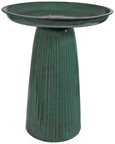 Sunnydaze Gleeful Garden Metal Outdoor Bird Bath In Green
