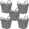SUNNYDAZE GRAY WILLOW WICKER PLANTER BASKETS WITH HANDLES AND PLASTIC LINING - SET OF 5