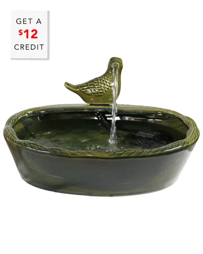 Sunnydaze Green Glazed Dove Solar Outdoor Water Fountain 7in Garden Water Feature With $12 Credit