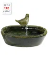 Sunnydaze Green Glazed Dove Solar Outdoor Water Fountain 7in Garden Water Feature With $12 Credit In Green