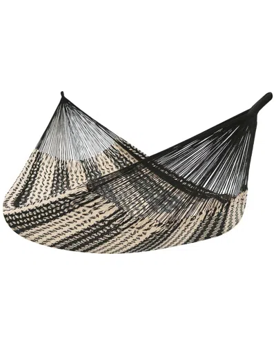 Sunnydaze Handwoven Xxl Thick Cord Mayan Hammock-880-lb Capacity-black/natural In Cream