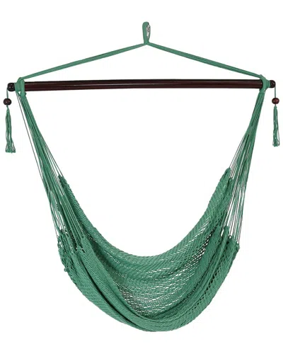 Sunnydaze Hanging Caribbean Xl Hammock Chair In Green
