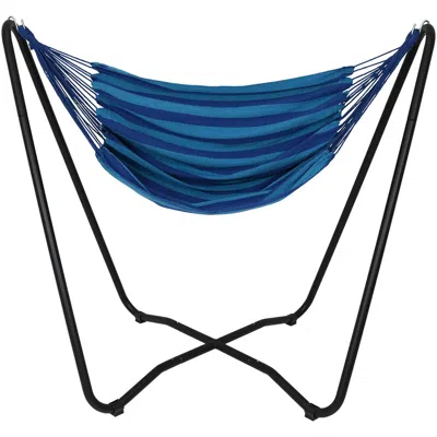 SUNNYDAZE HANGING ROPE HAMMOCK CHAIR WITH SPACE-SAVING STAND - 330 LB WEIGHT CAPACITY