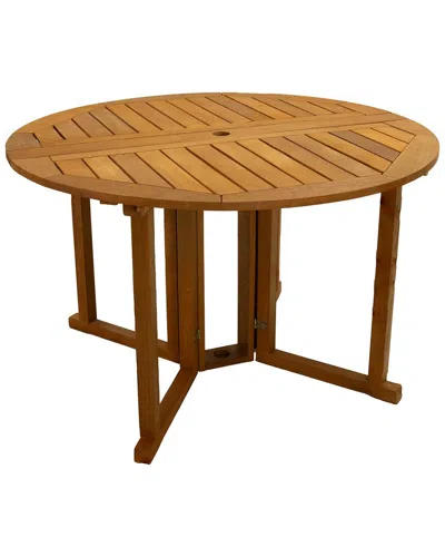 Sunnydaze Hardwood Gateleg Round Patio Table In Brown
