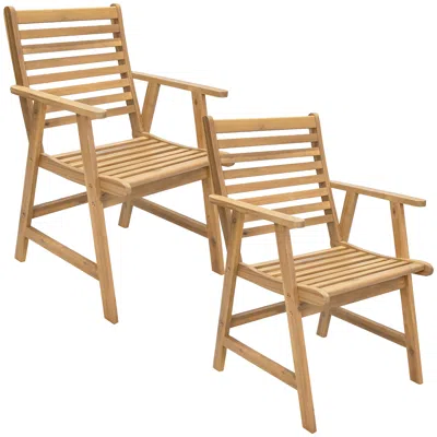Sunnydaze Hatteras Acacia Wood Outdoor Dining Armchairs - 2pk - Natural