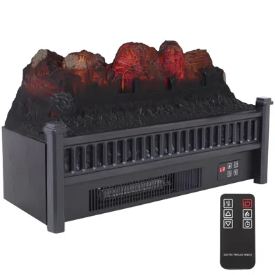 Sunnydaze Heated Log Electric Fireplace Insert - 23" W X 9" D X 12" H In Black