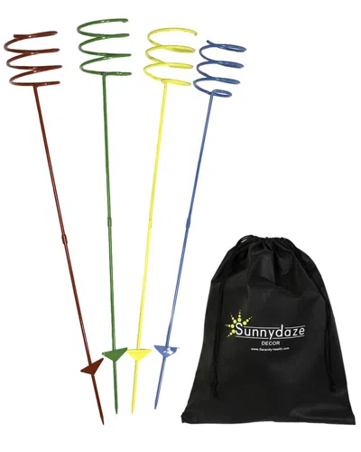 Sunnydaze Heavy-duty Multicolored Outdoor Bottle Drink Holder Stakes