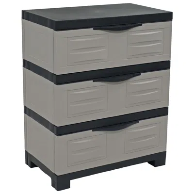 Sunnydaze Heavy-duty Plastic 3-drawer Storage Cabinet Organizer - 29.5" In Gray
